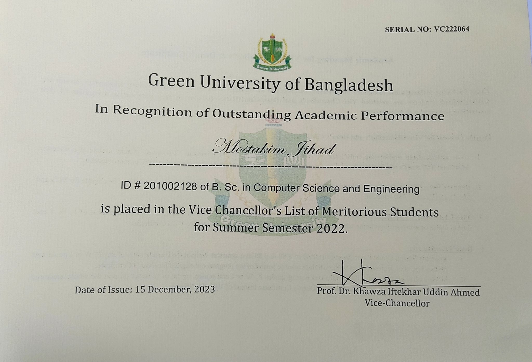 VC Certificate
